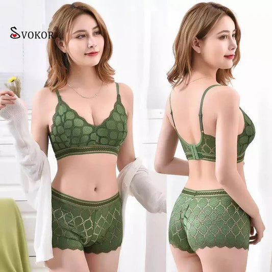 Floral Bra Panty Set (Green)