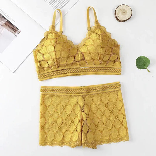 Floral Bra Panty Set (Yellow)