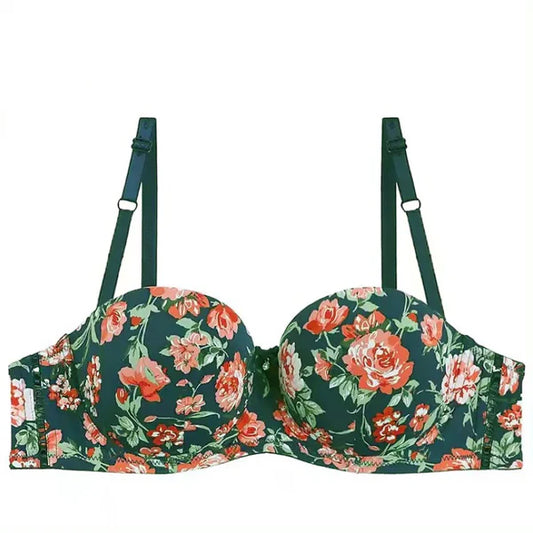 T-Shirt Bra Floral Printed Wired Bra (Green)