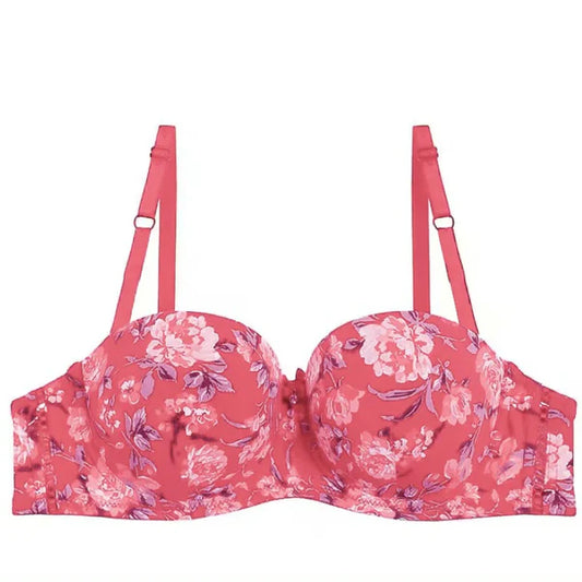 T-Shirt Bra Floral Printed Wired Bra (Shocking Pink)