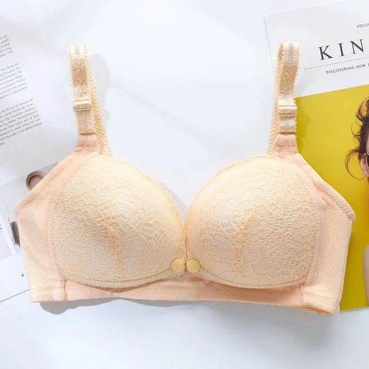 Front Open Feeding Bra Soft Padded Wireless (Cream)