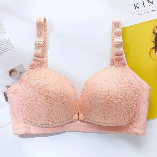 Front Open Feeding Bra Soft Padded Wireless (Peach)