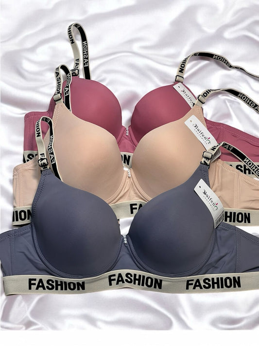 Freedom Sleek Cotton Padded Bra (Pink Gray Skin Black)