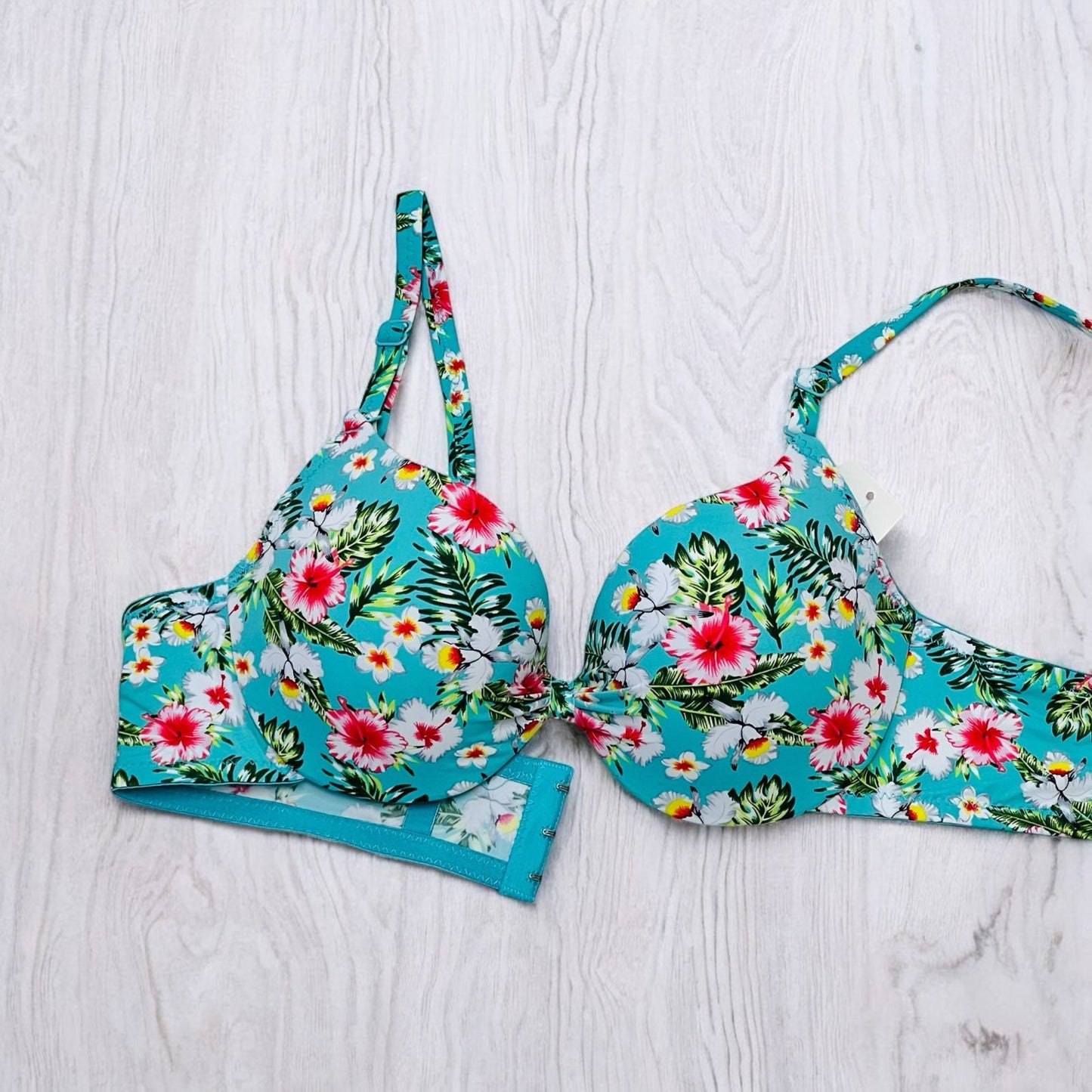 Printed Knot Thin Push Padded Bra